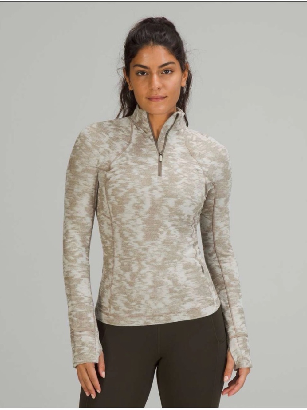 Lululemon Its Rulu Run Half-Zip. Size 8. Jacquard White Opal. Great condition.